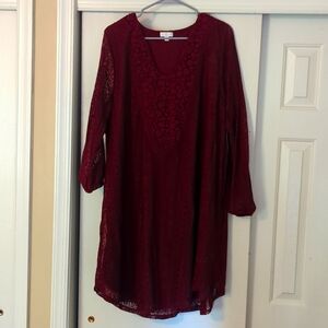 Maroon long sleeve Dress